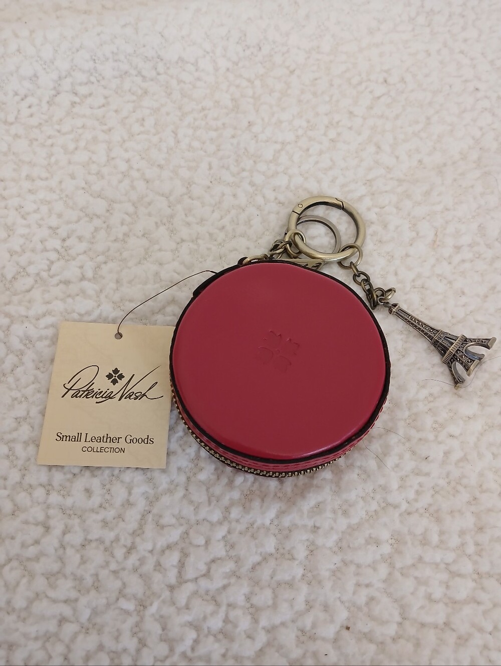 Patricia Nash Macaroon Zip Around Bag Charm In Strawberry NWT